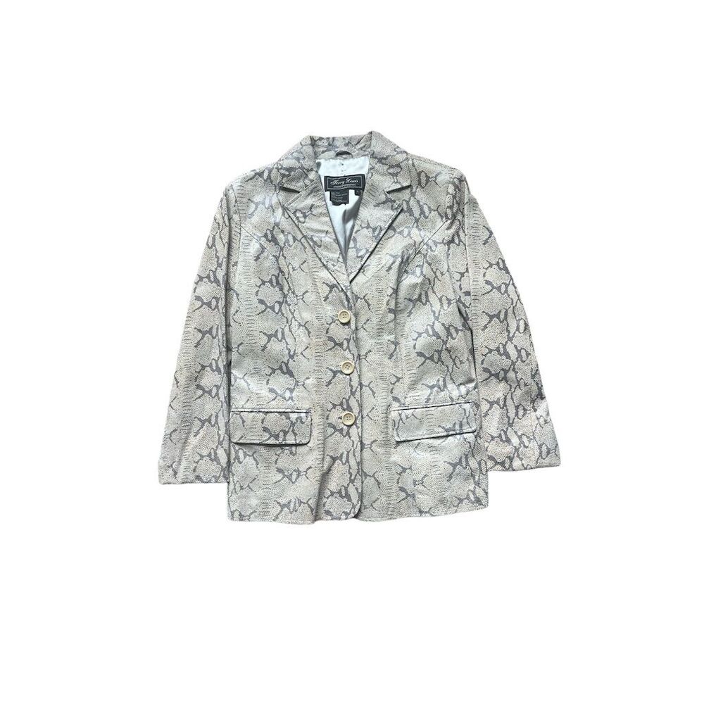 Terry Lewis Women's Gray Snakeskin Leather Blazer Jacket Size S